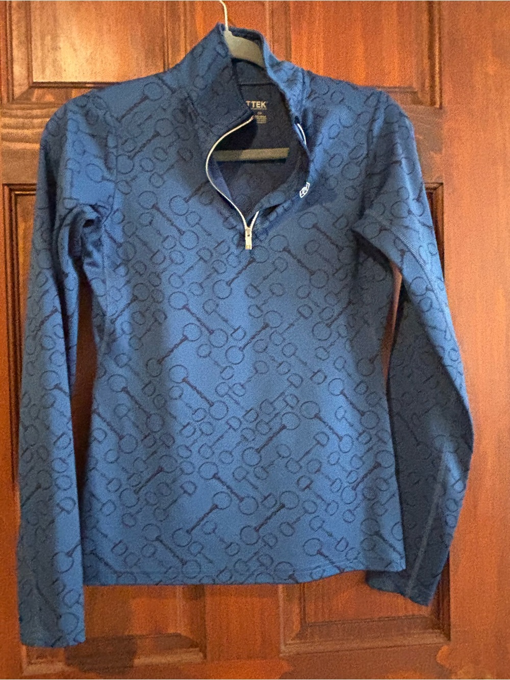 Ariat Navy Patterned Quarter-Zip Long Sleeve Top